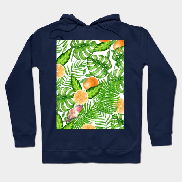 Tropical pattern, hummingbirds II Hoodie by katerinamk